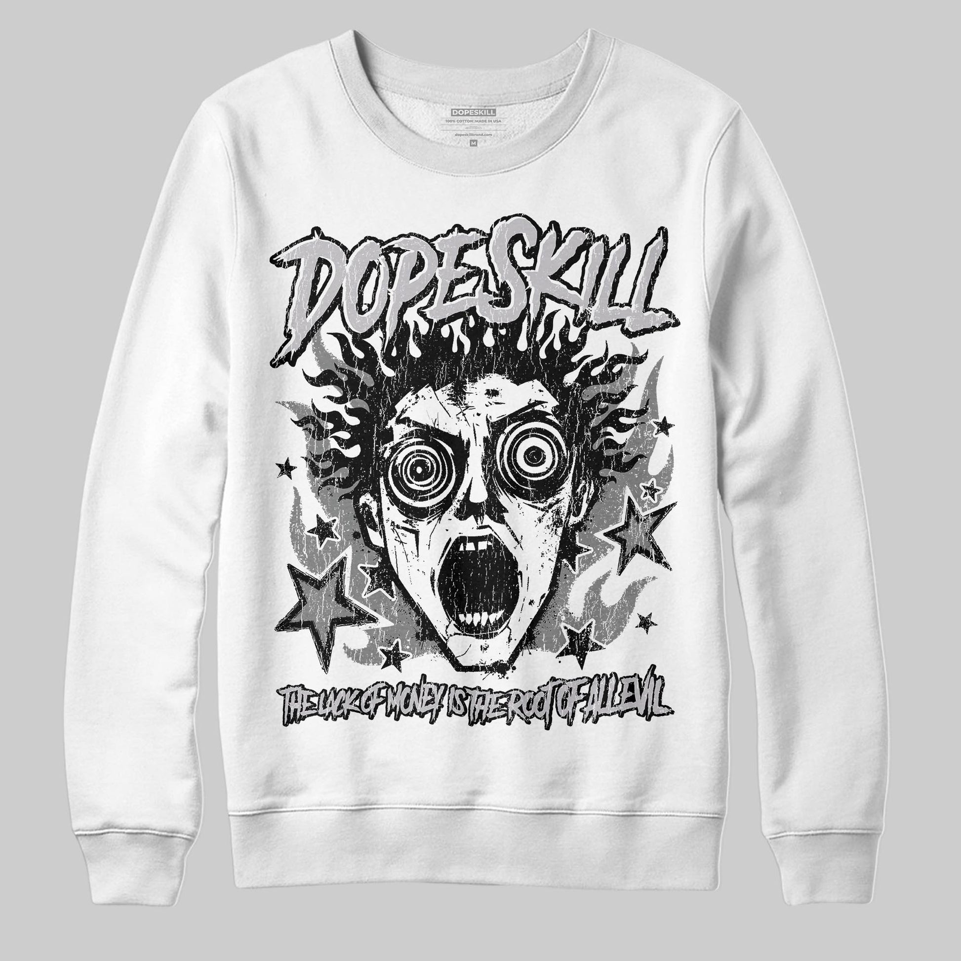 Grey Sneakers DopeSkill Sweatshirt Root of Evil Graphic Streetwear - White