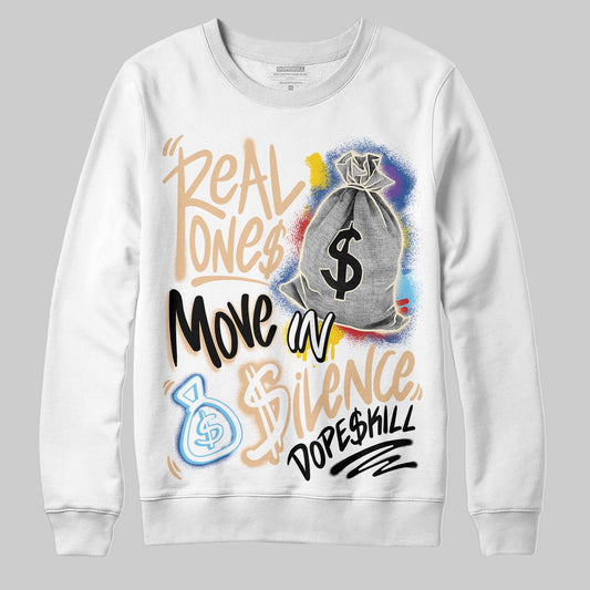 Jordan 17 Retro Low SP Infinite Archives DopeSkill Sweatshirt Real Ones Move In Silence Graphic Streetwear - White 