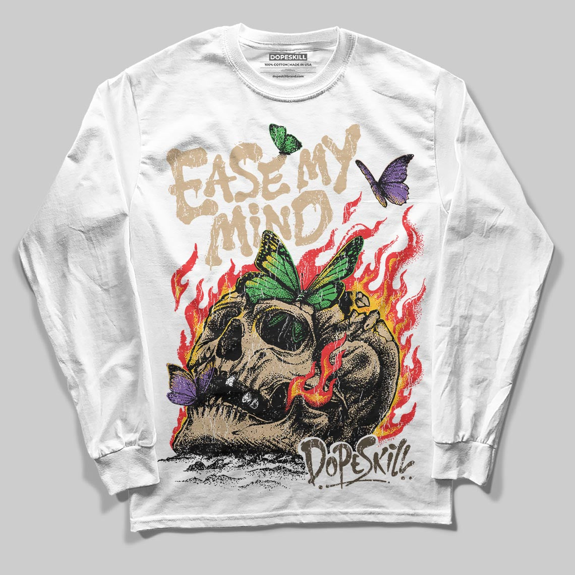 TAN Sneakers DopeSkill Long Sleeve T-Shirt Ease My Mind Graphic Streetwear - White