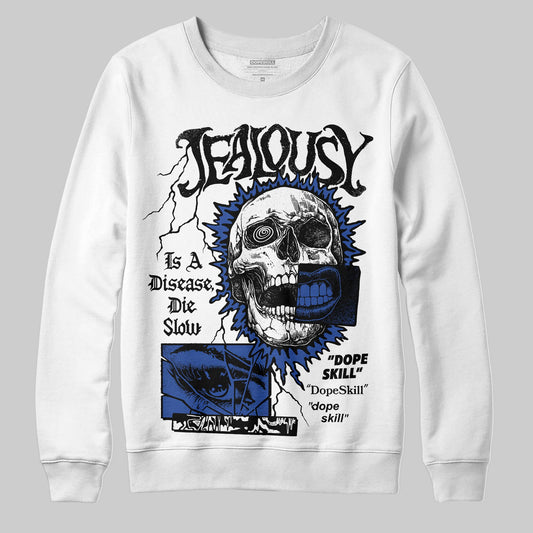 Royal Blue Sneakers DopeSkill Sweatshirt Jealousy Graphic Streetwear - White