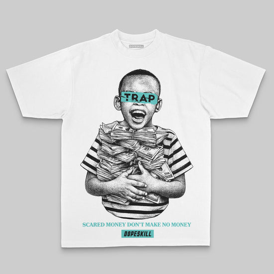 Aqua Oversize Print Scared Money Don't Make No Money DopeSkill Graphic Premium T-shirt Streetwear - White