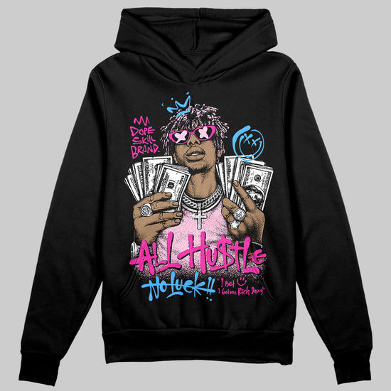 Pink Sneakers DopeSkill Hoodie All Hustle No Luck Graphic Streetwear - Black