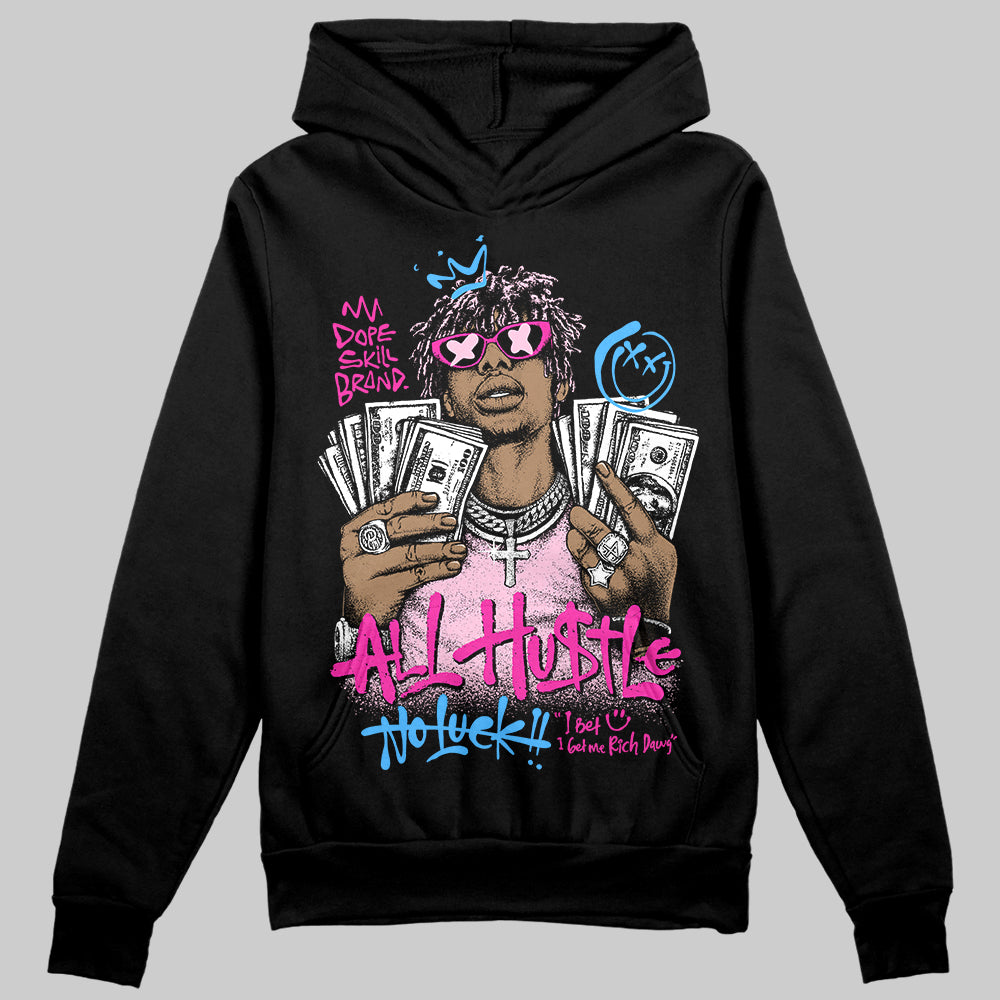 Pink Sneakers DopeSkill Hoodie All Hustle No Luck Graphic Streetwear - Black