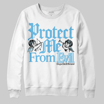 Jordan 11 Retro Legend Blue DopeSkill Sweatshirt Protect Me From Evil Graphic Streetwear - White