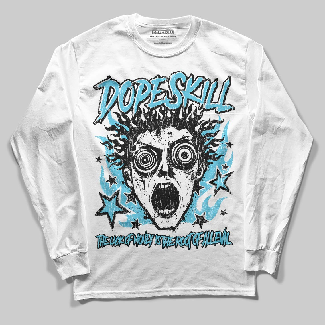 Jordan 11 Retro Gamma Blue (2025) DopeSkill Long Sleeve T-Shirt Root of Evil Graphic Streetwear - White