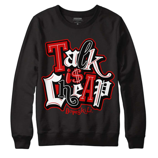 Jordan 1 Retro Low "Black Toe" DopeSkill Sweatshirt Talk Is Chip Graphic Streetwear - Black