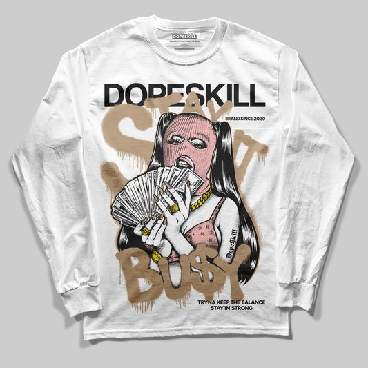Nike Air Force 1 Low Canvas “Linen” DopeSkill Long Sleeve T-Shirt Stay It Busy Graphic Streetwear - White