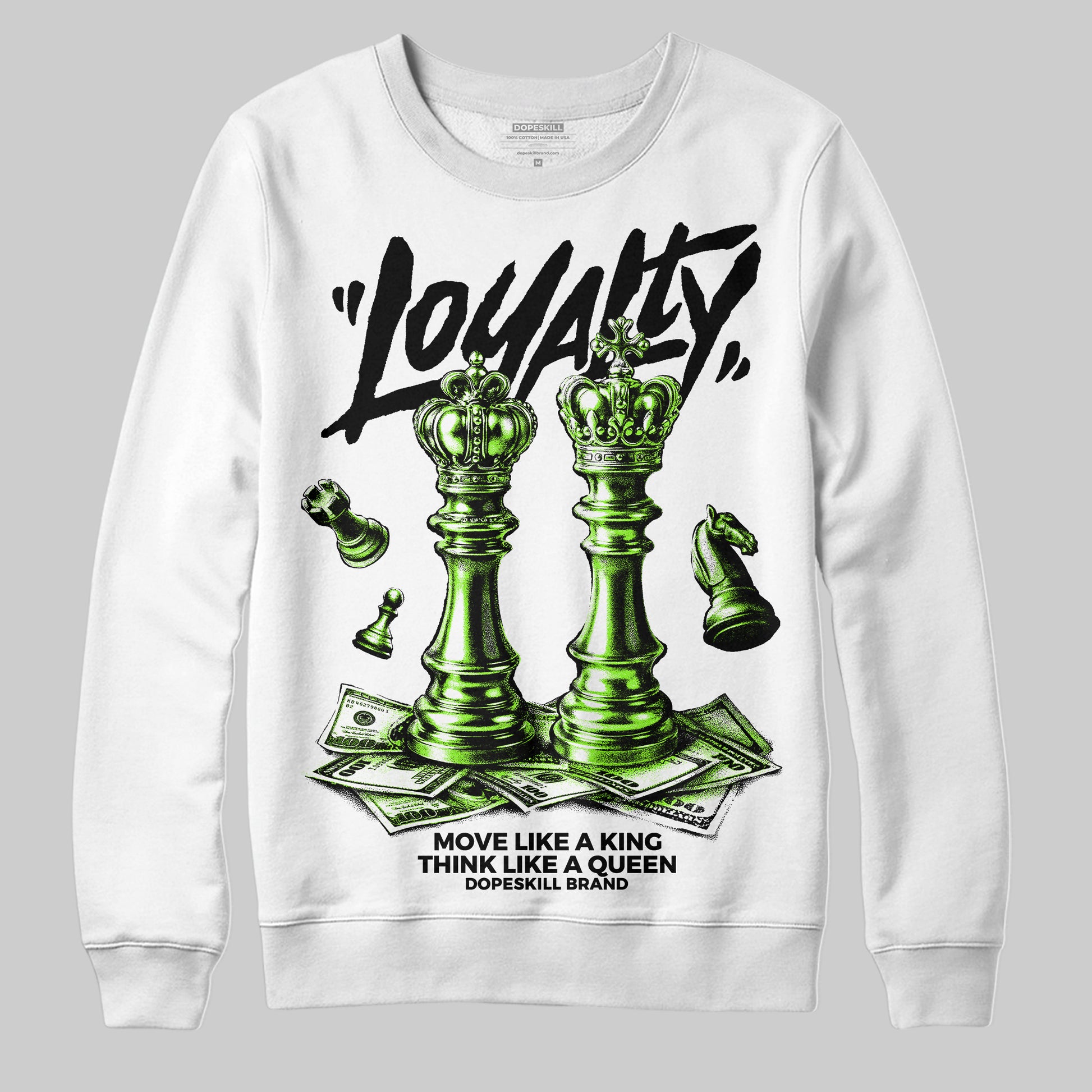Neon Green Sneakers DopeSkill Sweatshirt Loyalty Graphic Streetwear - White