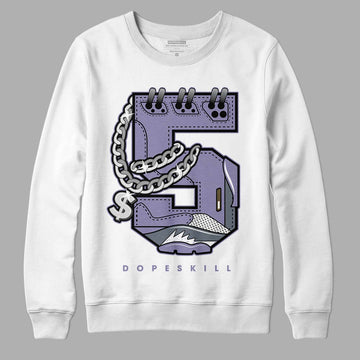 Jordan 5 Retro Low Indigo Haze DopeSkill Sweatshirt No.5 Graphic Streetwear - White