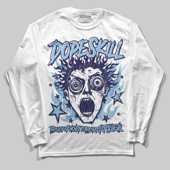 University Blue Sneakers DopeSkill Long Sleeve T-Shirt Root of Evil Graphic Streetwear - White