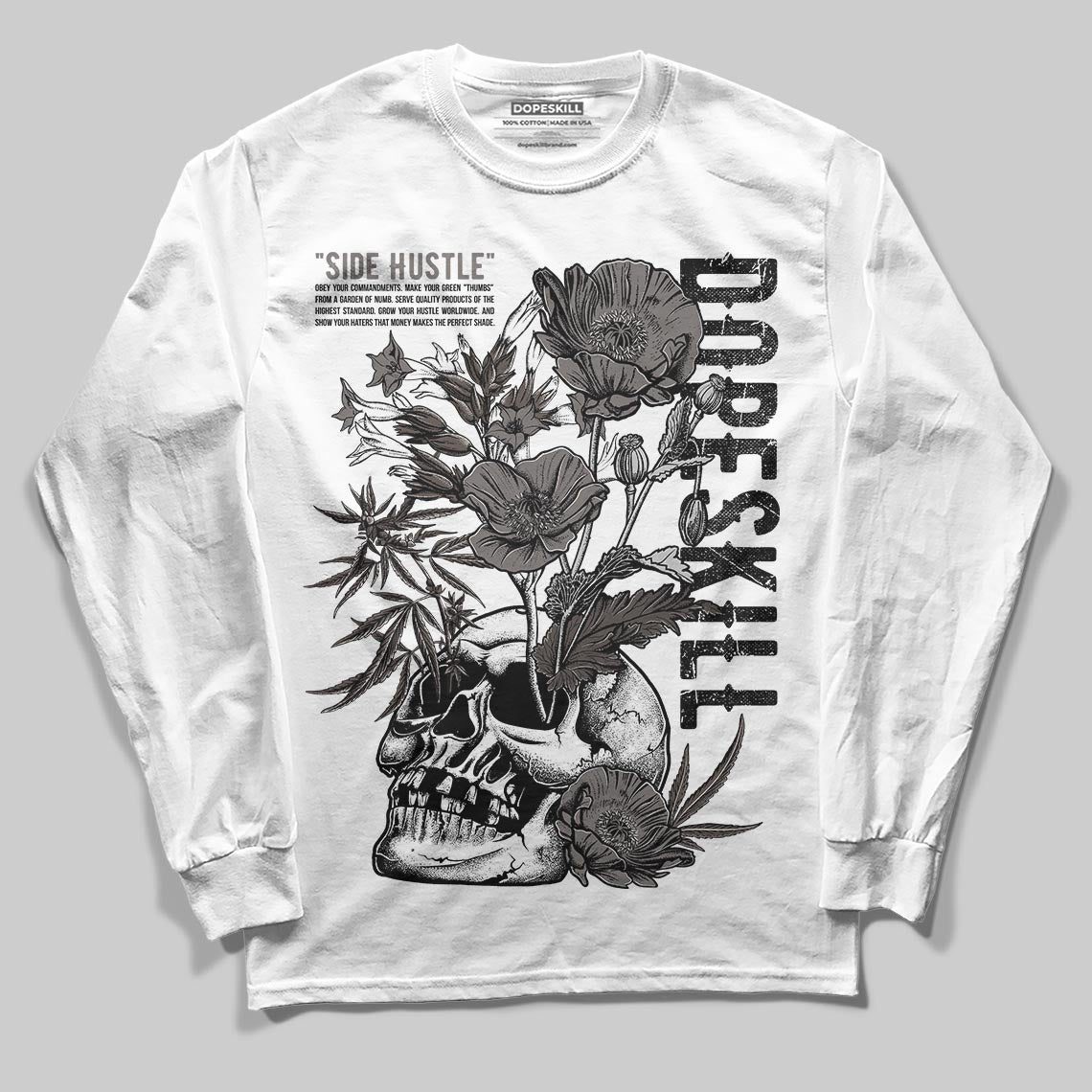 Jordan 4 Retro Cave Stone DopeSkill Long Sleeve T-Shirt Side Hustle Graphic Streetwear - White 