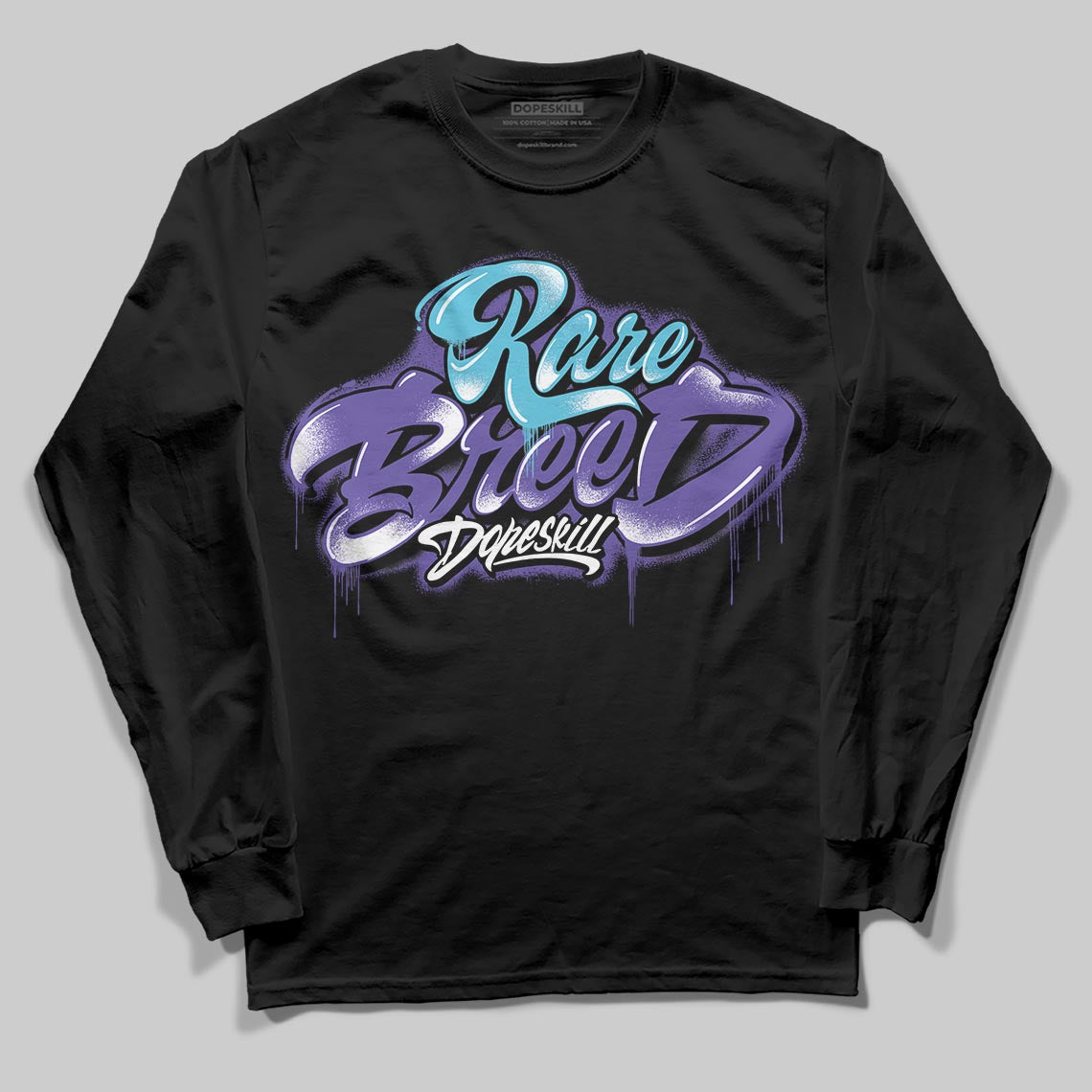 Jordan 8 Retro 'Aqua' 2025 DopeSkill Long Sleeve T-Shirt Rare Breed Type Graphic Streetwear - Black