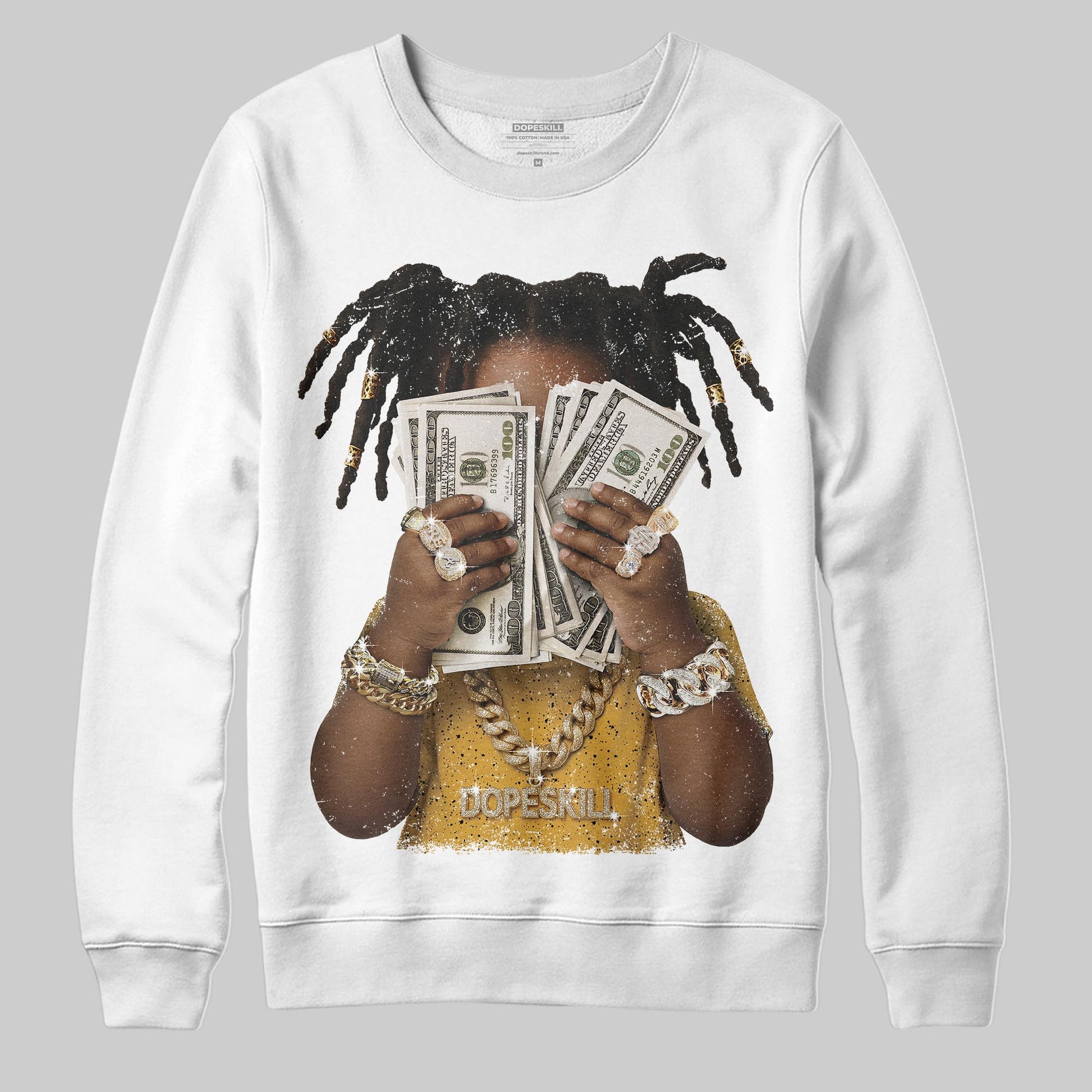 Jordan 5 'Tokyo' DopeSkill Sweatshirt Rich Youth Graphic Streetwear - White 