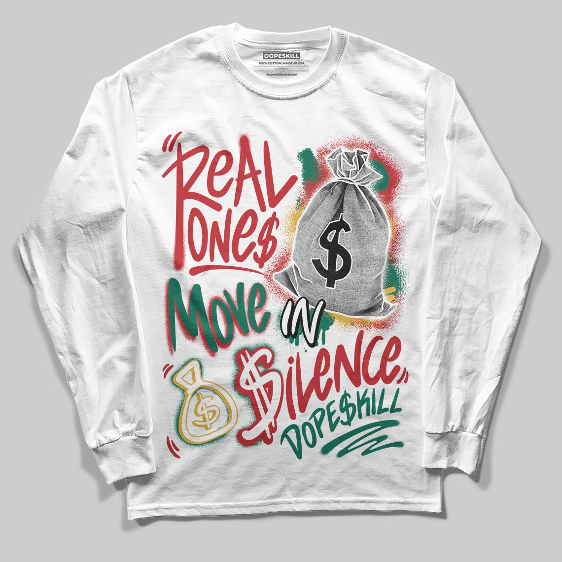 Jordan 3 Mexico 'El Vuelo' DopeSkill Long Sleeve T-Shirt Real Ones Move In Silence Graphic Streetwear - White