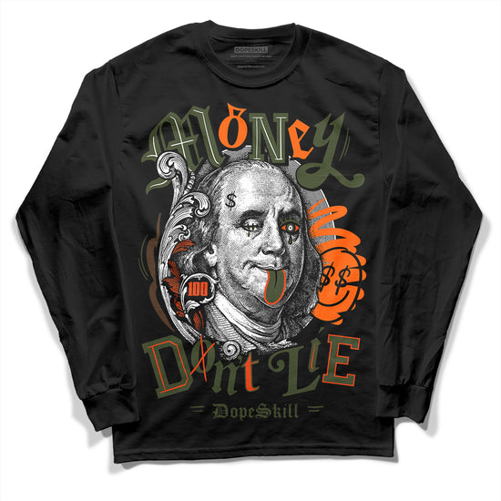 Olive Sneakers DopeSkill Long Sleeve T-Shirt Money Don't Lie Graphic Streetwear - Black