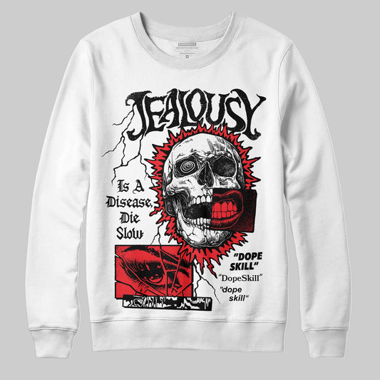 Red Sneakers DopeSkill Sweatshirt Jealousy Graphic Streetwear - White