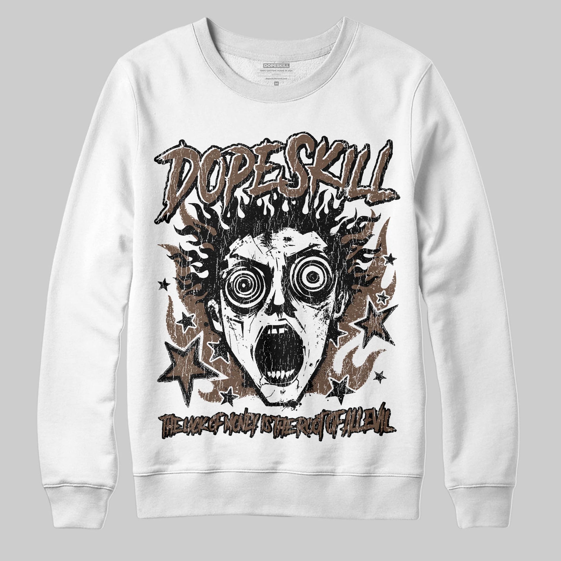 A Ma Maniére x Air Jordan 4 “Dark Mocha” DopeSkill Sweatshirt Root of Evil Graphic Streetwear - White
