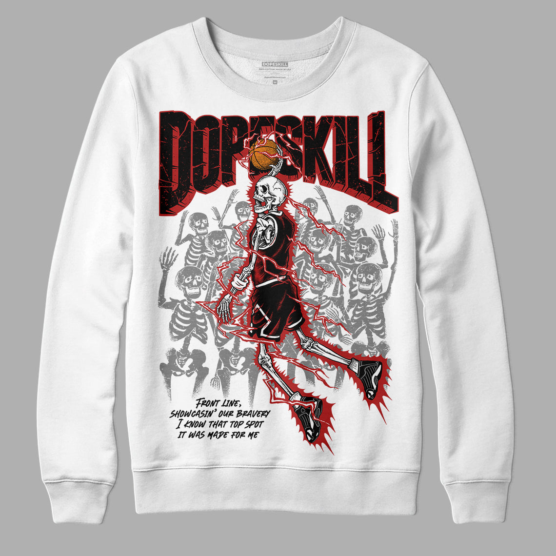 Jordan 14 "Black/White" DopeSkill Sweatshirt Thunder Dunk Graphic Streetwear - White