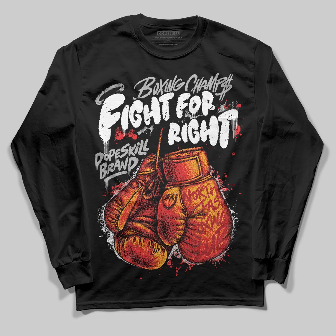 Black and White Sneakers DopeSkill Long Sleeve T-Shirt Fight For Right Graphic Streetwear - Black