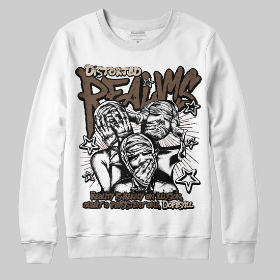A Ma Maniére x Air Jordan 4 “Dark Mocha” DopeSkill Sweatshirt Distorted Realms Graphic Streetwear - White