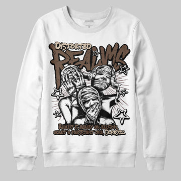 A Ma Maniére x Air Jordan 4 “Dark Mocha” DopeSkill Sweatshirt Distorted Realms Graphic Streetwear - White