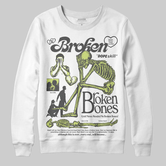 Jordan 4 GS “Light Lemon Twist” DopeSkill Sweatshirt Broken Bones Graphic Streetwear - White 