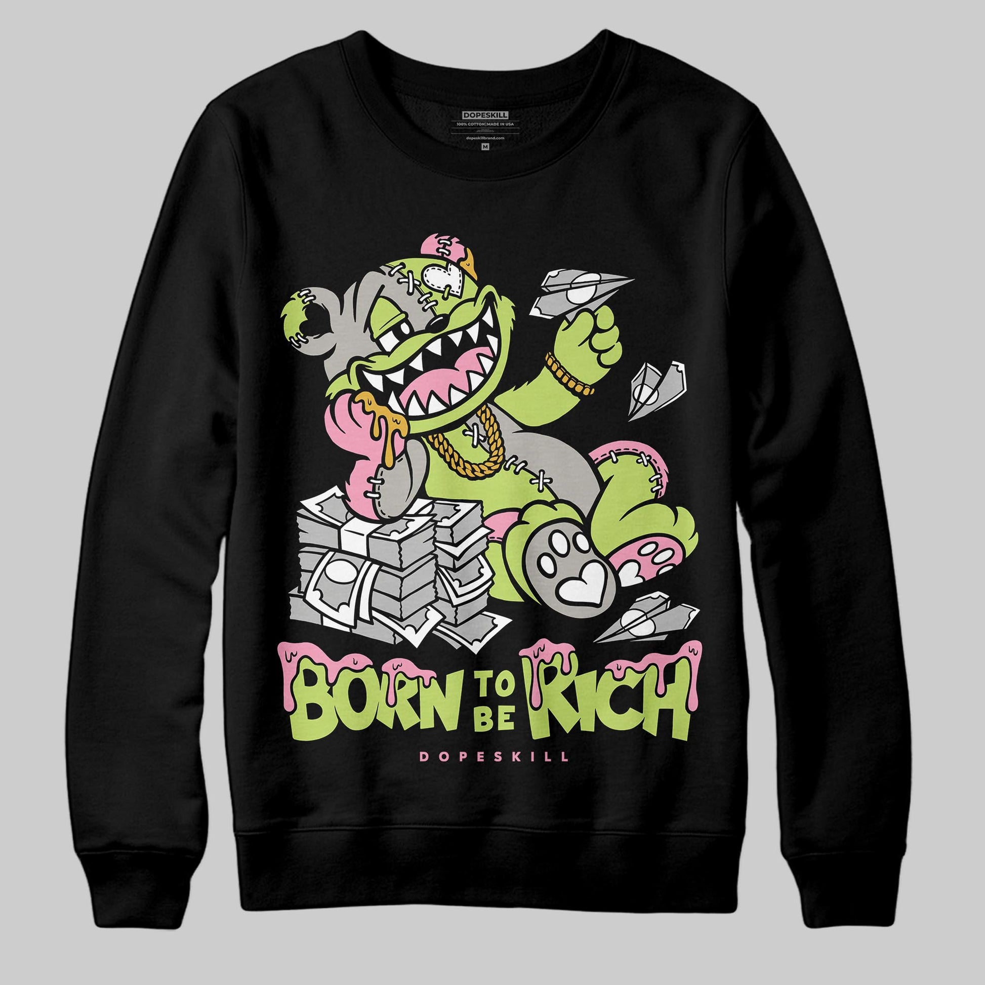 Chase B x Travis Scott x Jordan Jumpman Jack DopeSkill Sweatshirt Born To Be Rich Graphic Streetwear - black