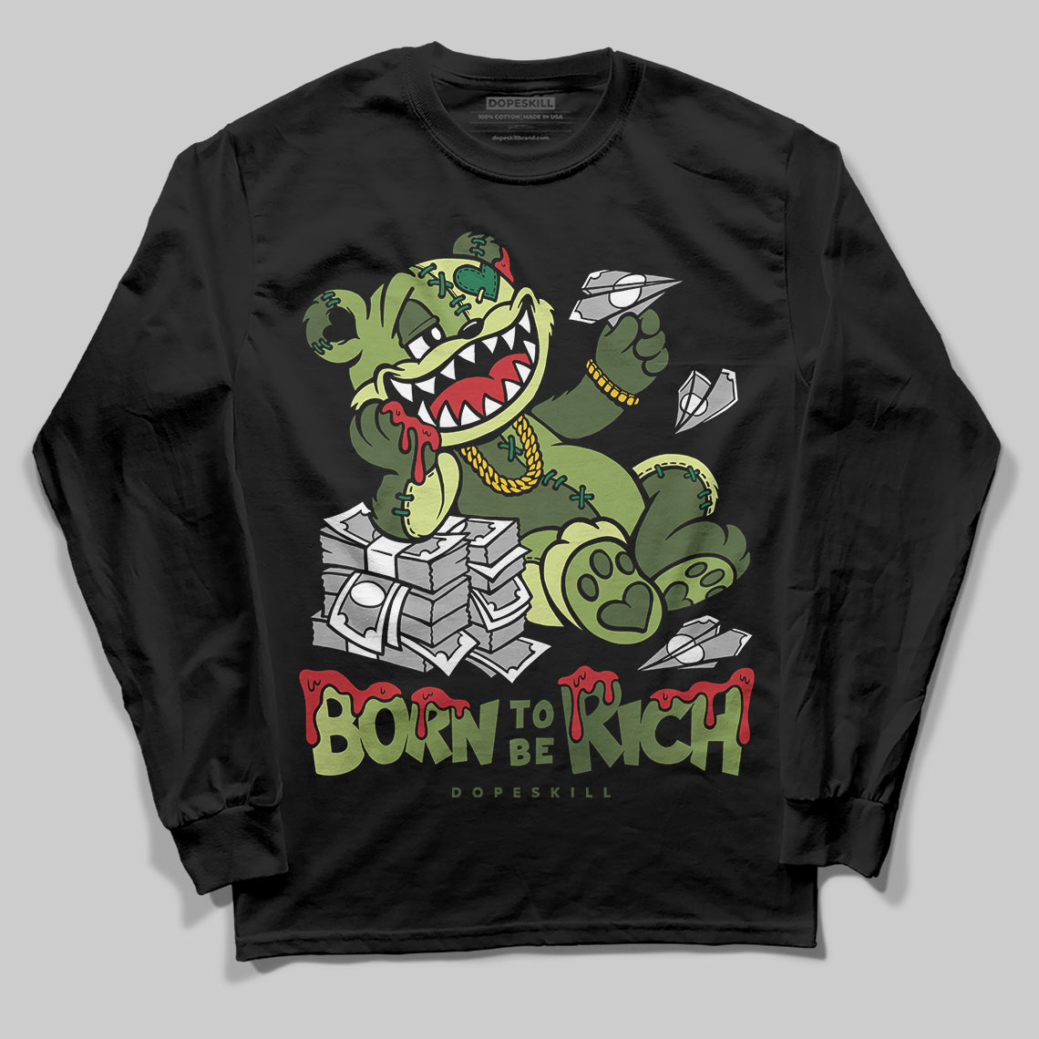 Foamposite Pro 'Pine Green' DopeSkill Long Sleeve T-Shirt Born To Be Rich Graphic Streetwear - Black