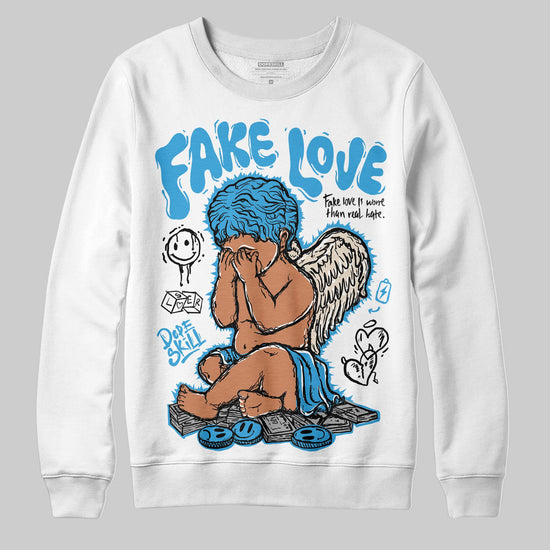 Jordan 1 High OG “UNC” Reimagined DopeSkill Sweatshirt False Love Graphic Streetwear - White