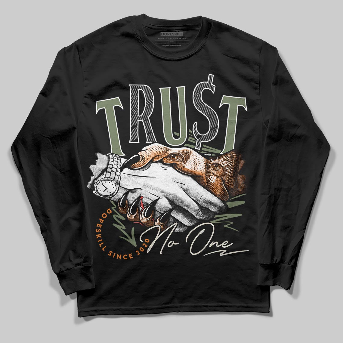 Jordan 4 Retro OG SP Undefeated (2025) DopeSkill Long Sleeve T-Shirt Trust No One Graphic Streetwear - black