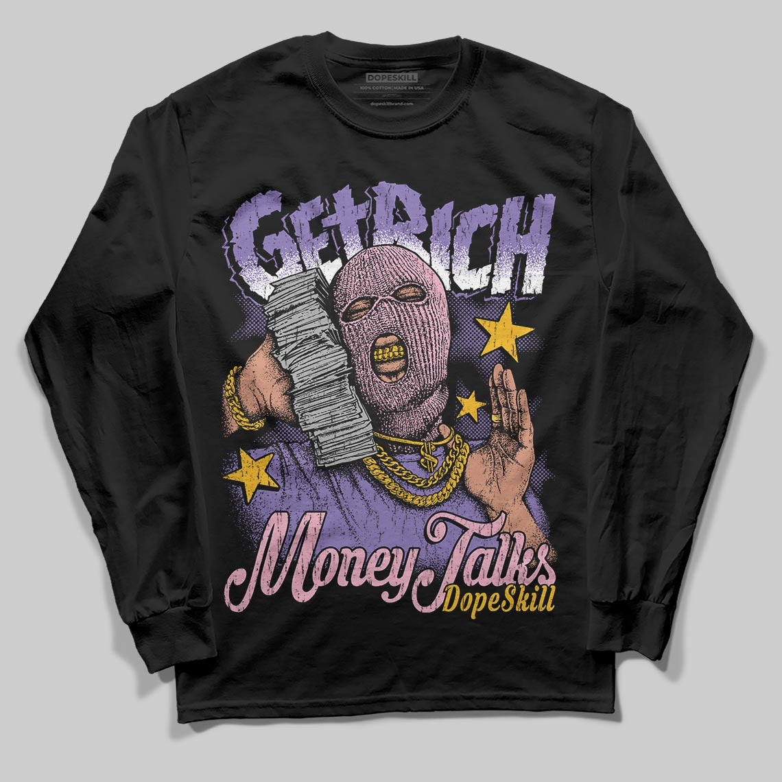 Jordan 11 "Mojave" DopeSkill Long Sleeve T-Shirt Get Rich Graphic Streetwear - Black