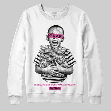 Pink Sneakers DopeSkill Sweatshirt Scared Money Don't Make No Money Graphic Streetwear - White
