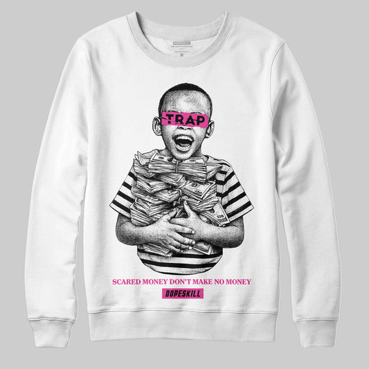 Pink Sneakers DopeSkill Sweatshirt Scared Money Don't Make No Money Graphic Streetwear - White