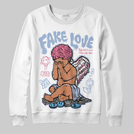 Jordan 3 GS “Denim/Pink Glow” DopeSkill Sweatshirt False Love Graphic Streetwear - White 