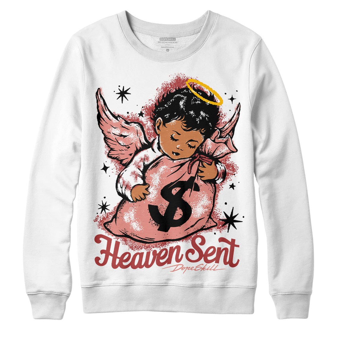 Jordan 13 “Dune Red” DopeSkill Sweatshirt Heaven Sent Graphic Streetwear - White