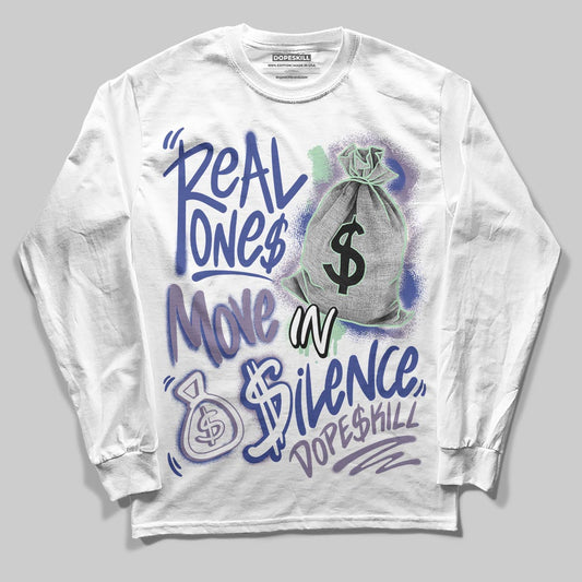 Jordan 1 Retro Low OG Zion Williamson Voodoo Alternate DopeSkill Long Sleeve T-Shirt Real Ones Move In Silence Graphic Streetwear - White