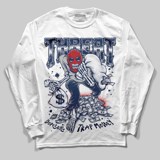 Jordan 4 SB “Summit White/Navy” DopeSkill Long Sleeve T-Shirt Threat Graphic Streetwear - White