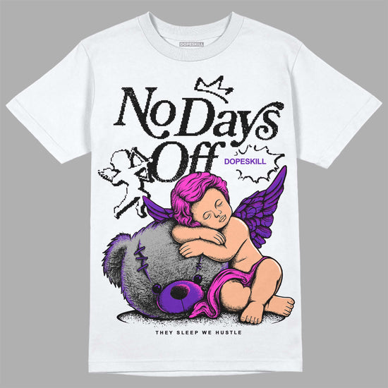 Jordan 13 Court Purple DopeSkill T-Shirt New No Days Off Graphic Streetwear - White