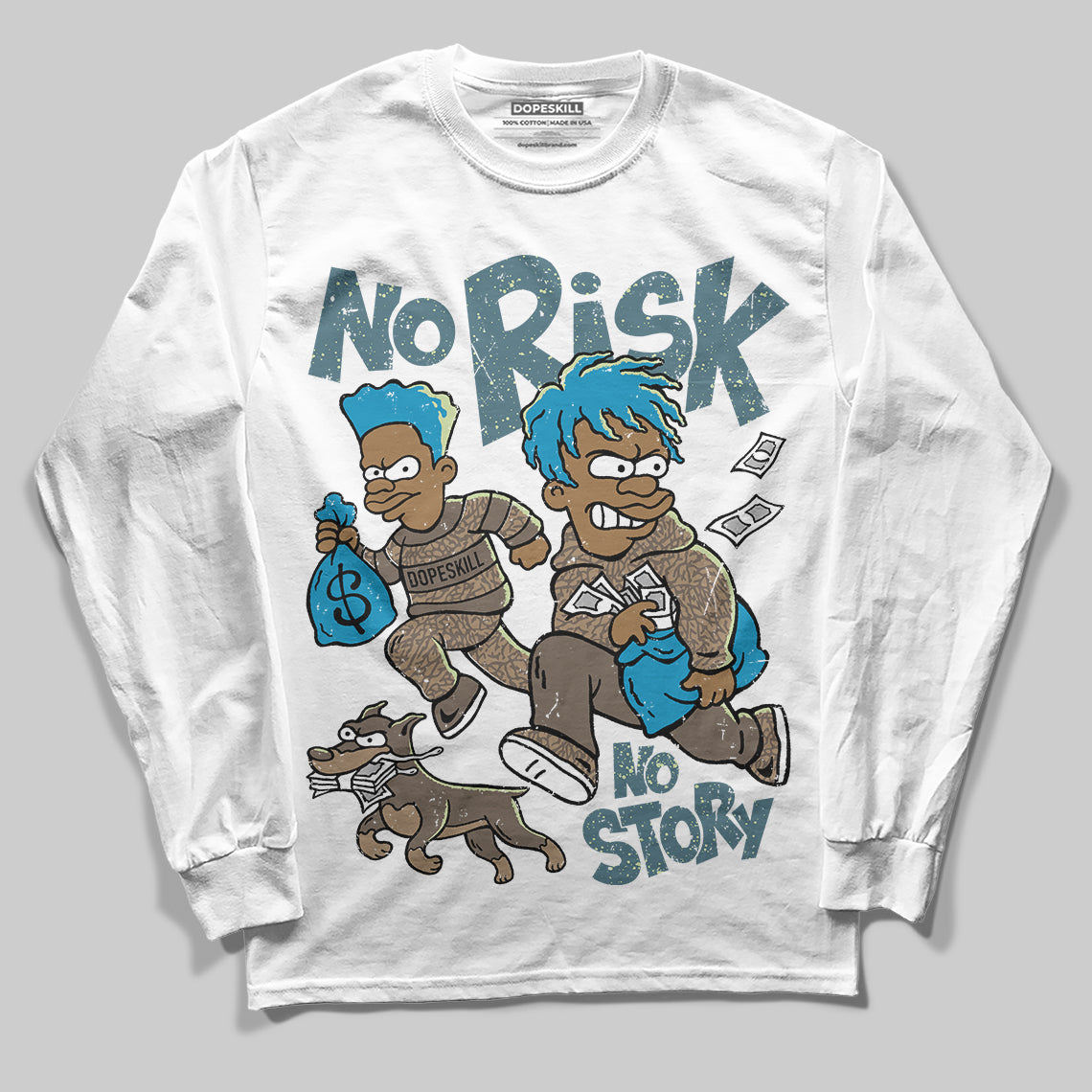 Jordan 3 GS “We Outside” DopeSkill Long Sleeve T-Shirt No Risk No Story Graphic Streetwear - White
