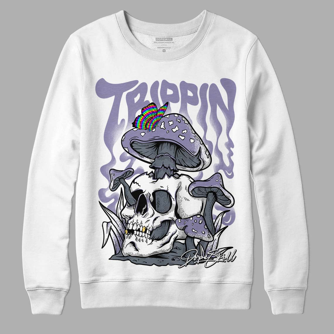 Jordan 5 Retro Low Indigo Haze DopeSkill Sweatshirt Trippin Graphic Streetwear - White 