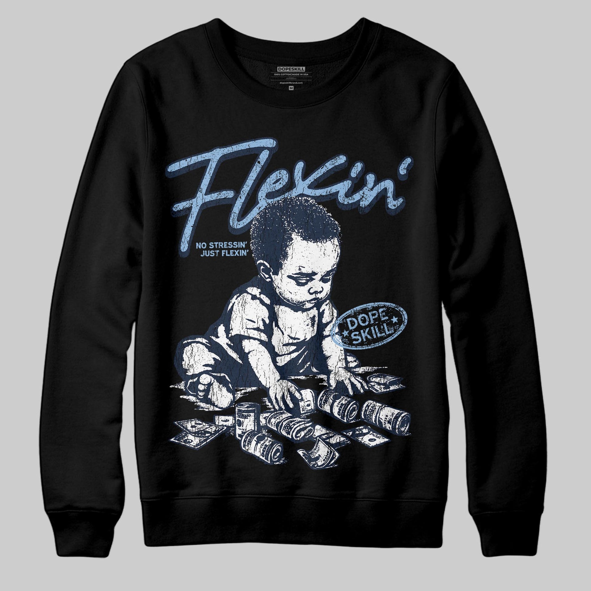 Asics Gel-Cumulus 16 Wash/Independence Blue DopeSkill Sweatshirt Flexin' Graphic Streetwear - Black