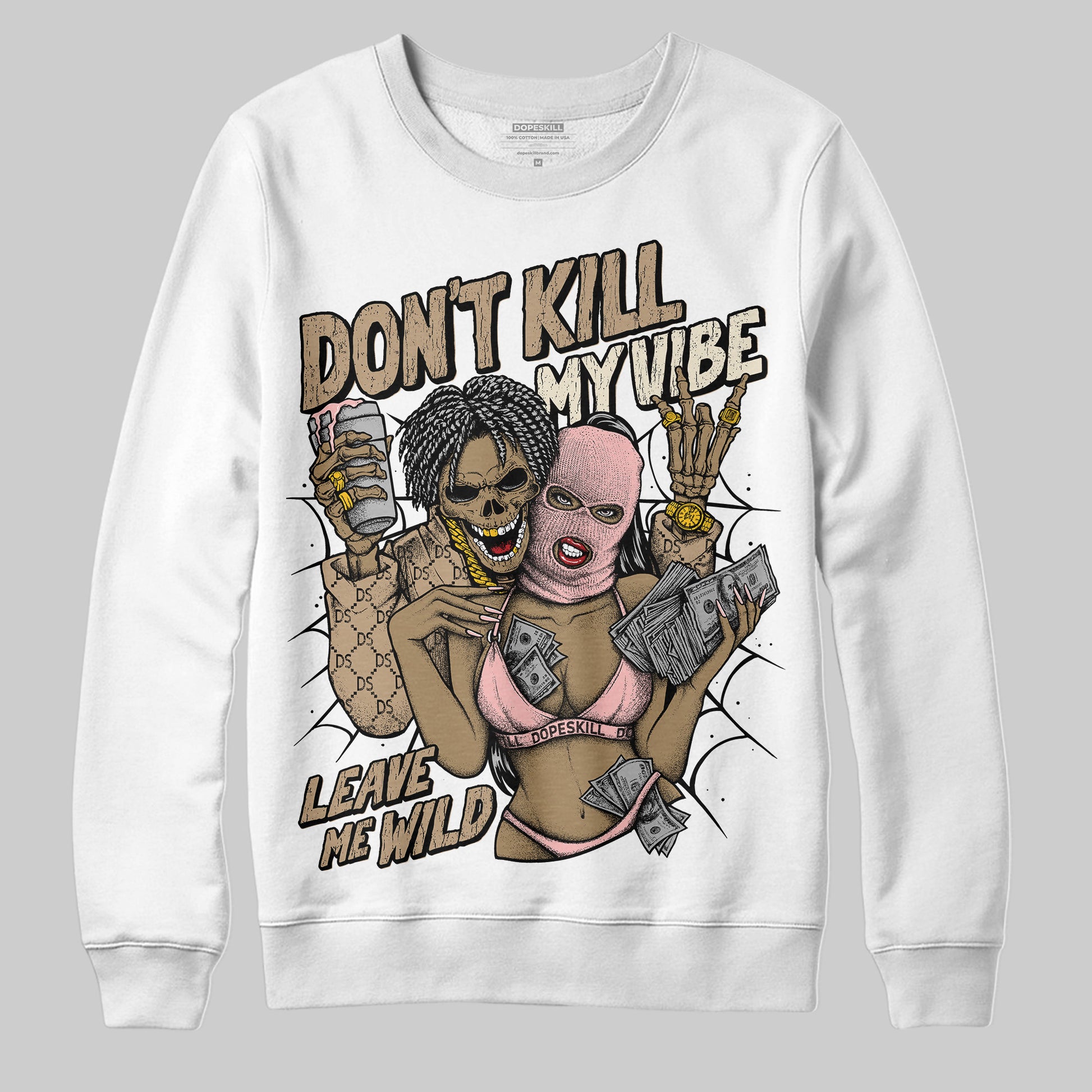 Nike Air Force 1 Low Canvas “Linen” DopeSkill Sweatshirt Don't Kill My Vibe Graphic Streetwear - White