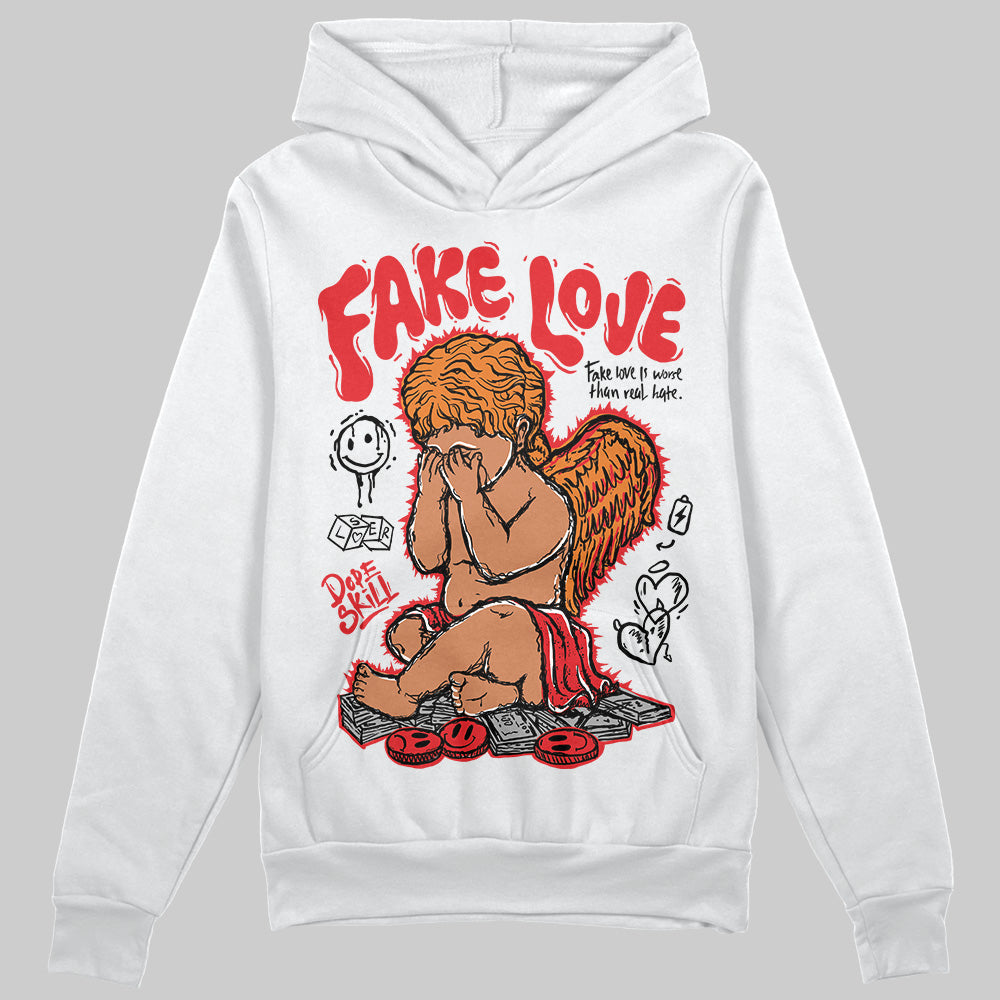 Jordan 4 Retro Red Cement DopeSkill Hoodie Sweatshirt New Fake Love Graphic Streetwear - White