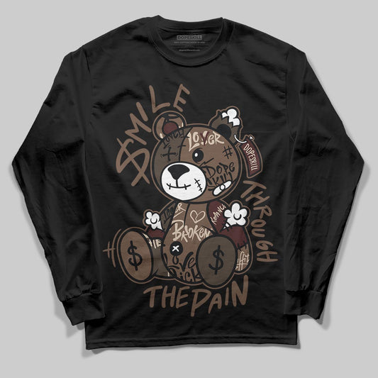 A Ma Maniére x Air Jordan 4 “Dark Mocha” DopeSkill Long Sleeve T-Shirt Smile Through The Pain Graphic Streetwear - Black