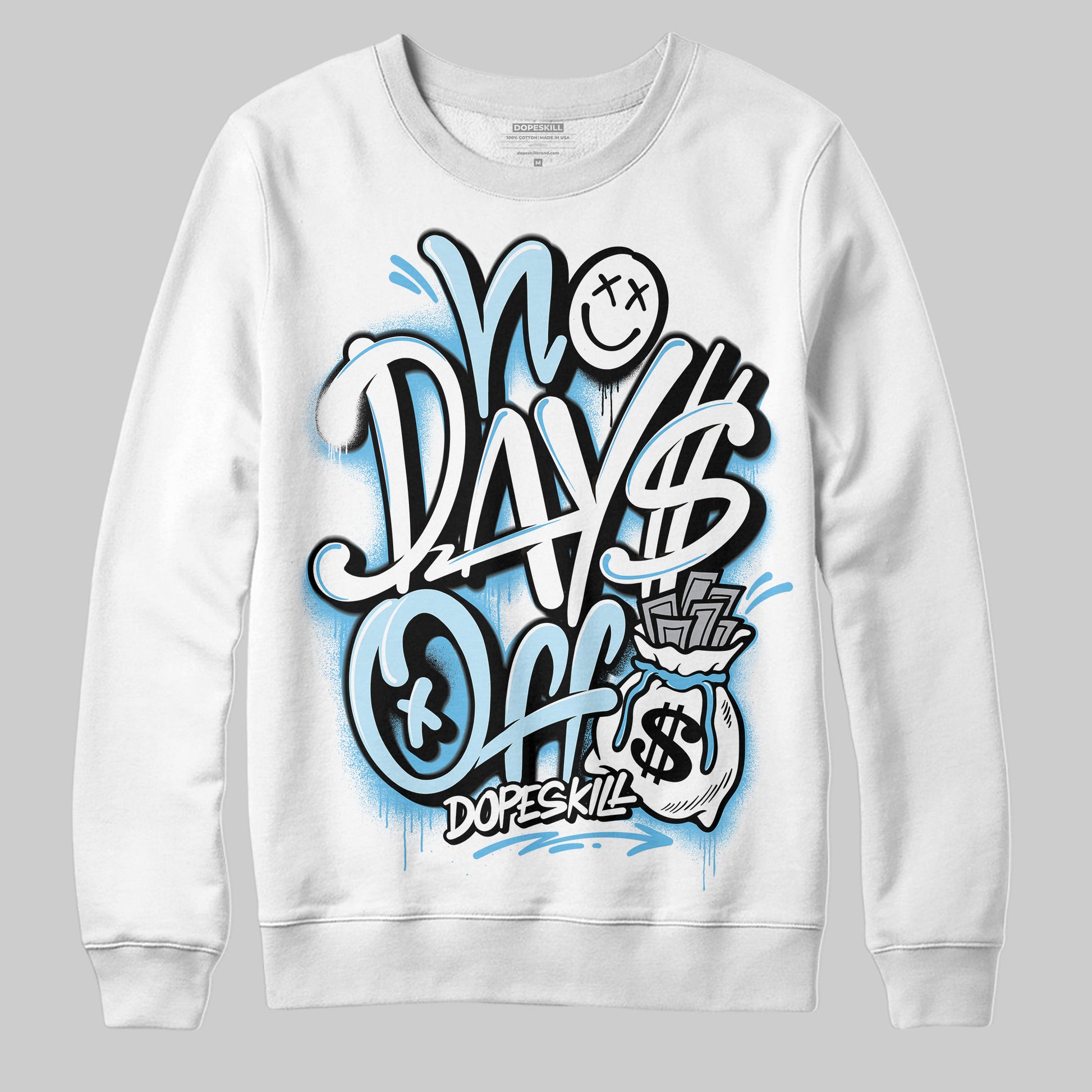 Jordan 11 Retro Legend Blue DopeSkill Sweatshirt No Days Off Graphic Streetwear - White