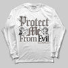 Jordan 4 Retro Cave Stone DopeSkill Long Sleeve T-Shirt Protect Me From Evil Graphic Streetwear - White