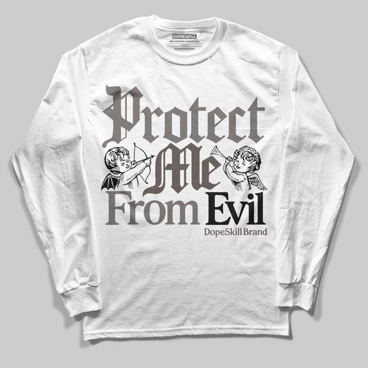Jordan 4 Retro Cave Stone DopeSkill Long Sleeve T-Shirt Protect Me From Evil Graphic Streetwear - White