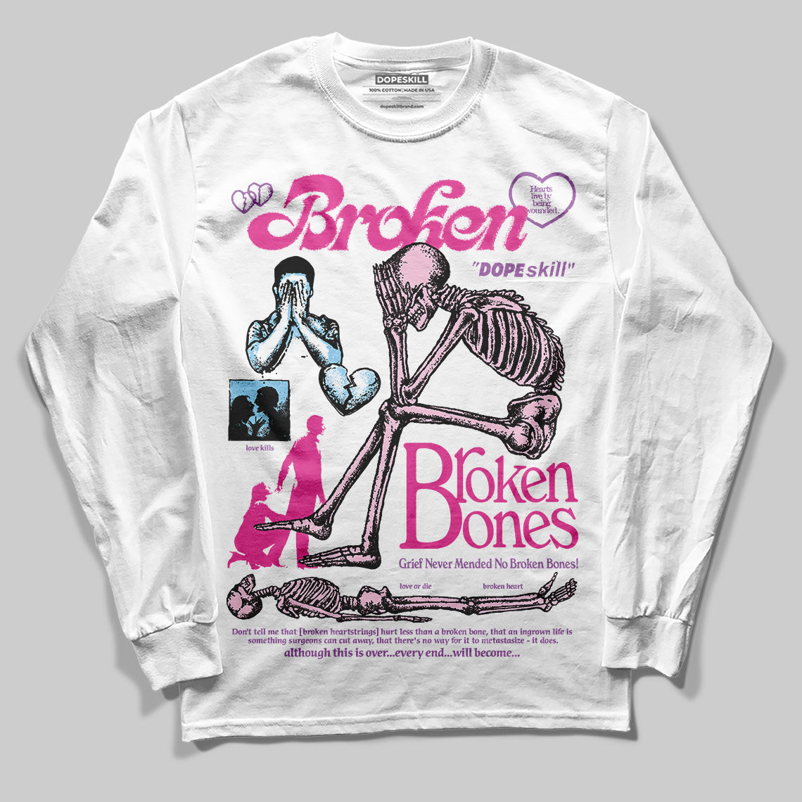 Jordan 6 “Doernbecher” DopeSkill Long Sleeve T-Shirt Broken Bones Graphic Streetwear - White