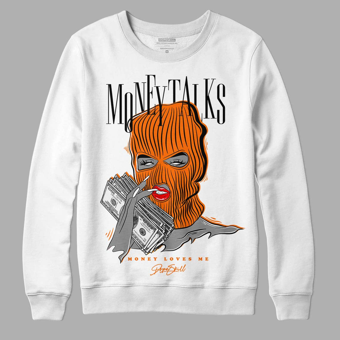 Orange, Black & White Sneakers DopeSkill Sweatshirt Money Talks Graphic Streetwear - White