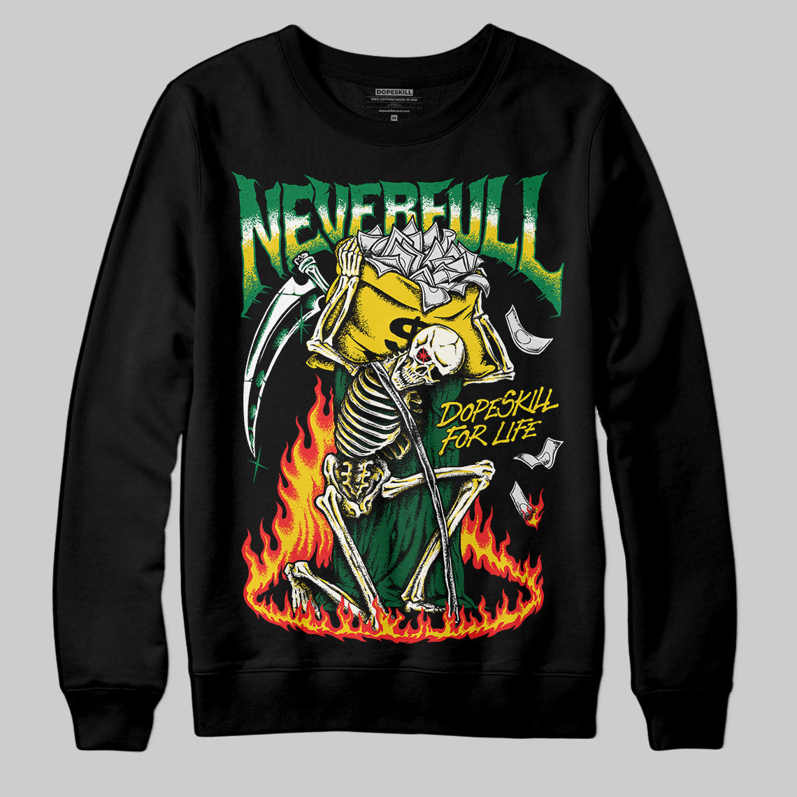 Green Sneakers DopeSkill Sweatshirt NeverFull Graphic Streetwear - Black